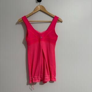 Lululemon Hot Pink Athletic Tank Top Mesh Hem Womens 6 Y2K Gym Yoga